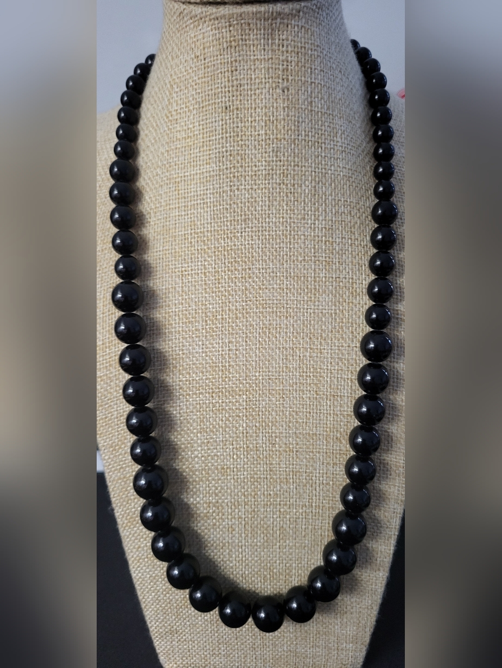 Vintage Napier Black Graduate Beaded Necklace